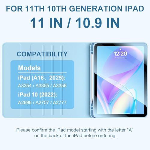 for IPad 11th 10th Generation Case with Keyboard 10.9-inch 7-Color Backlit Detachable Wireless BT Keyboard Split Type with Pen Holder Suitable for 10th Generation New iPad in 2022 (Blue)