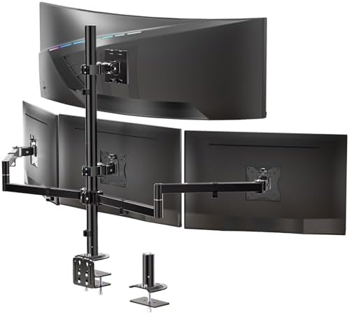 WALI Stacked 4 Monitor Mount for 49" UItrawides and Three 27" Monitors