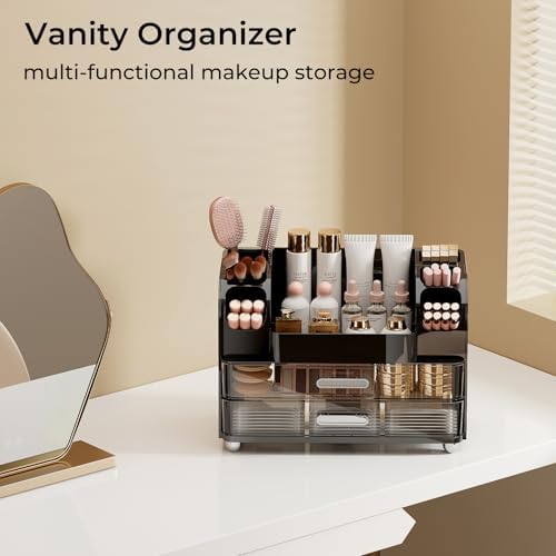 UFORU Makeup Organizer Countertop with 2 Large Drawers for Vanity Bathroom