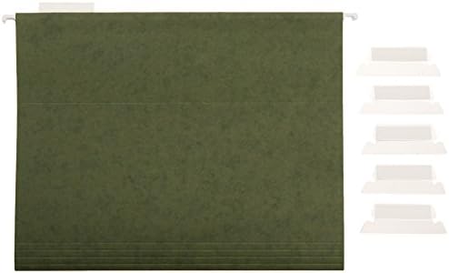 Amazon Basics Hanging File Folders with Adjustable Tabs, Sturdy Expandable Document Organizer, Letter Size 8.5x11 inch, Green, 25-Pack