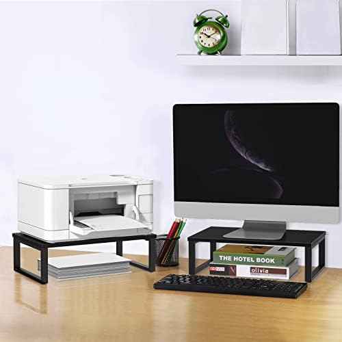 Monitor Riser 2 pack Monitor Stand for Desk Wood, Black