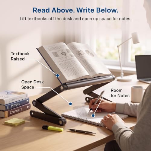 Uncaged Ergonomics Book Stand, Adjustable Laptop Stand for Desk (Black)