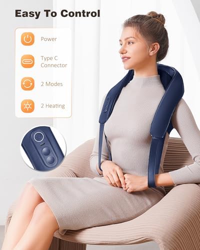 KNQZE Cordless Neck Massager for Pain Relief Deep Tissue with Heat