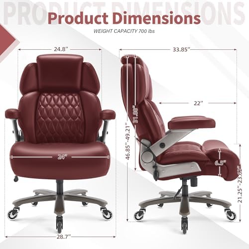 Big and Tall Office Chair 700lbs, Ergonomic High Back Computer Desk Chair