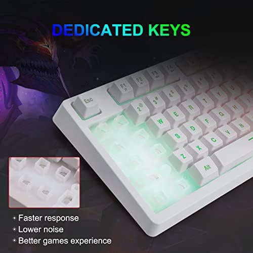 HUO JI White Gaming Keyboard USB Wired with Rainbow LED Backlit