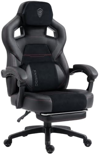 Dowinx Big and Tall Gaming Chair with Footrest, Dark Black