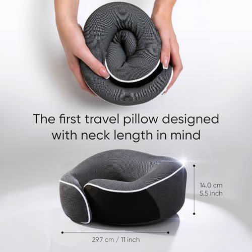 Proglobe Travel Pillow, 100% Memory Foam Airplane Neck Pillow, Dark Grey