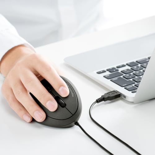 SANWA Wired Ergonomic Mouse, Vertical Mouse for Small & Medium Hands, Black