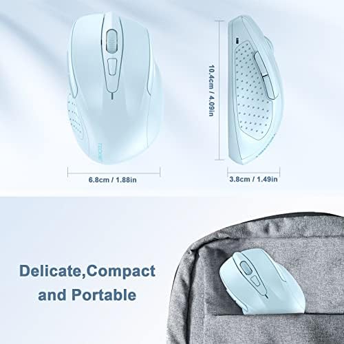 TECKNET Wireless Mouse, 2.4G Ergonomic Computer Mouse, 2600 DPI, Lightblue