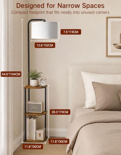 Corner Floor Lamp with Table, Standing Lamp with Side Table