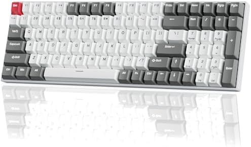 RK ROYAL KLUDGE RK100 Wireless Mechanical Keyboard RGB Backlit Bluetooth5.1/2.4G/Wired 96% Full Size 100-Key Hot Swappable Gaming Keyboard Brown Switch Classic