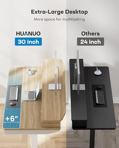 HUANUO 48 x 30 inch Electric Standing Desk with 4 Drawers, Natural