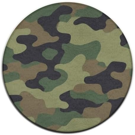 Home Decor Non Slip Kitchen Office Circle Rug, Machine Washable Modern Round Area Rug, Room Sofa Yoga Soft Round Carpet Cool Camo Military Camouflage