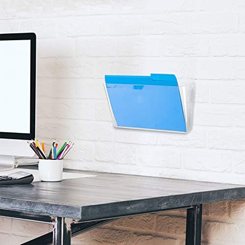 Amazon Basics Expandable Plastic Wall File Organizer,Hanging File Holder,Letter Size,1-Pocket,Clear,Space Saving for Office Home,(Pack of 10)