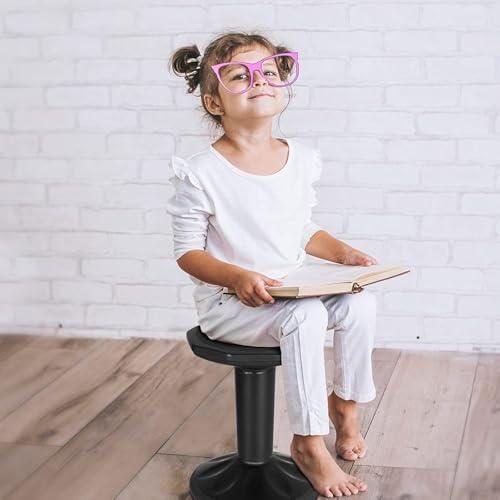 GLACER Wobble Stool, Height Adjustable 16.5-24" Flexible Seating (Black)