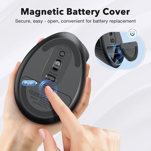 Uineer Vertical Ergonomic Mouse, Tri-Mode Wireless, 12-Month Battery Life