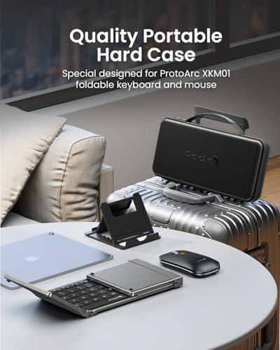 ProtoArc XKM01 Full-Size Foldable Keyboard Mouse Combo for Travel, Gray