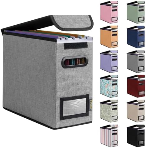 BALEINE File Organizer Box with Lid, Collapsible Hanging File Storage Box