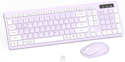 Wireless Keyboard and Mouse Combo Silent for Office and Home(Lilac)