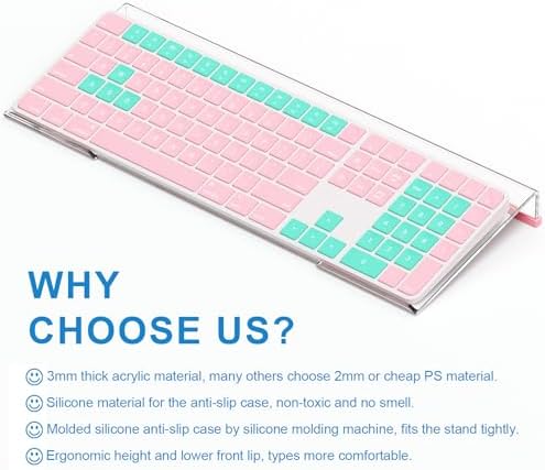 WINFFOR Comfortable Computer Keyboard Stand - Ergonomic Keyboard Riser Acrylic Tilted Keyboard Holder for Easy Typing&Working at Home Office - Fits All Keyboard Sizes - 17'' Wide (Crystal Clear)