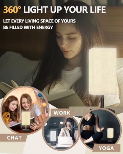 Light Therapy Lamp 10000 Lux Sun Lamp with 3 Color Temperatures, Adjustable Brightness, 4 Timer & Memory Function, Full Spectrum Light, Sunlight Lamp with Remote Control for Home, Happy Life