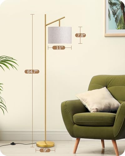 EDISHINE 64.7" Gold Modern Floor Lamps for Living Room, Arc Standing Lamp