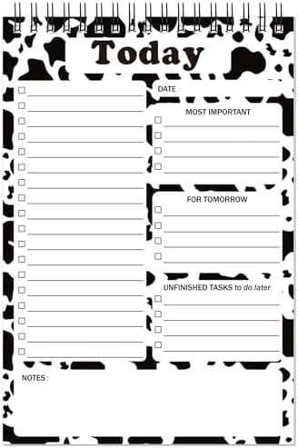 Gueevin Milk Cow Gifts To Do List Notepad, Daily Planner, 50 Sheets
