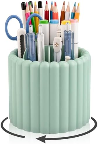 Anyoifax Rotating Pen Holder for Desk Removable Pencil Cup, Small Green