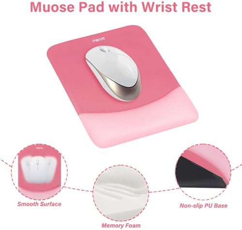 MOSISO Wrist Rest Support Mouse Pad & Keyboard Set, Melon Pink