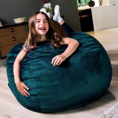 Big Joe Fuf 3.5Ft Foam Bean Bag Chair for Kids, Teens, Mediterranean Plush Polyester, 3.5 Foot Large Ultra-Soft Seat for Gaming, Bedroom, Reading Nook
