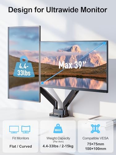 Dual Monitor Mount Fits Max 39" Computer Screen