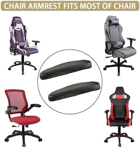 Office Chair Arm Covers Leather Office Removable Armrest Covering Stretch Water Resistant Chair Seat Hand Rest Protector for Computer Desk Chairs 2 Pair Black