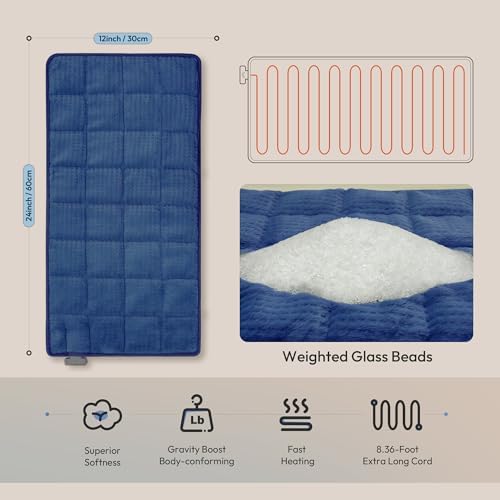 GOTCOZY Heating Pad 12"x24" for Back Pain Relief & Cramps(Navy Blue)