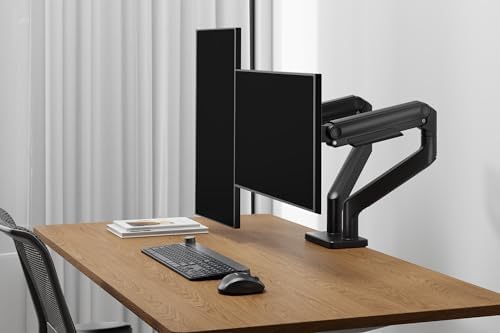 DIGITUS monitor mount – 2 screens – up to 45 inches – 20 kg load capacity – mechanical spring – for flat and curved monitors – VESA 75x75 100x100 – rotate, swivel, tilt – black