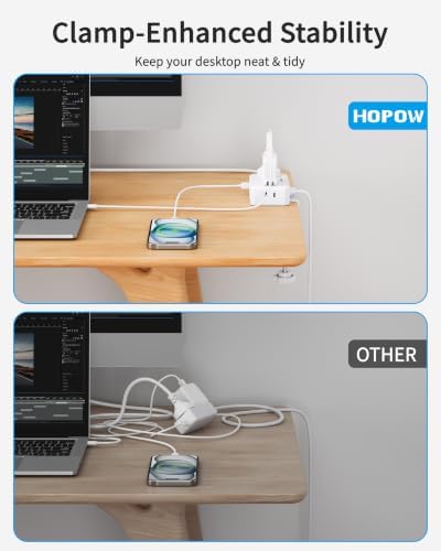 Desk Clamp Power Strip with 4 Outlets & 4USB, 10FT Extension Cord for Home