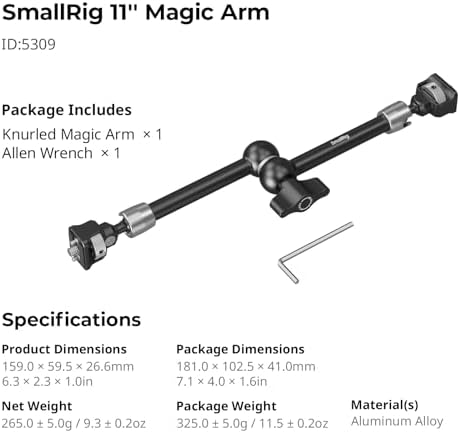 SMALLRIG 11'' Magic Arm with 1/4"-20 Screws & Spring-Loaded Pins