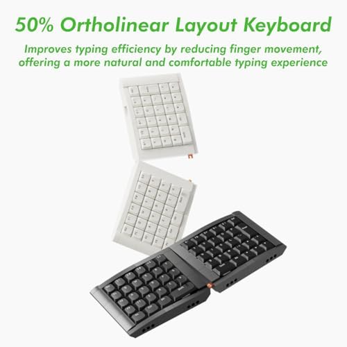 KBDcraft 07Israfel 50% Ergo-Split Low-Profile Mechanical Keyboard, 56-Key Ortho, Lego-Compatible Case, Wired, Linear Switch, Gasket Mount, Hot-Swappable, RGB, QMK, Vial, Full Kit, (Black)