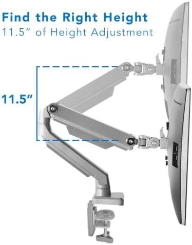 Mount-It! Single Monitor Arm Desk Mount, Mechanical Spring Height Adjustable Monitor Stand for 13–32 Inch Screens up to 17.6 lbs, VESA 75x75 & 100x100, C-Clamp & Grommet