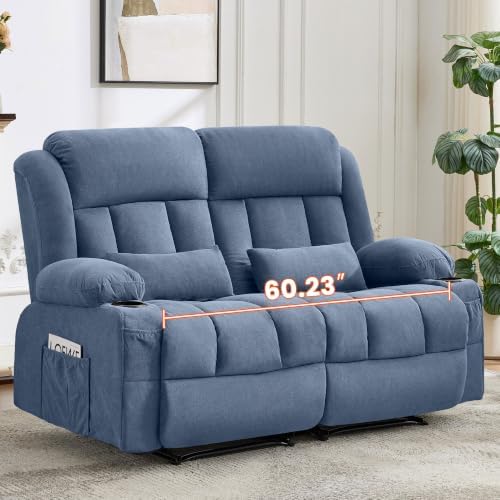 Reclining Loveseat Sofa for Living Room, Ergonomic Backrest with Cup Holders&Side Pockets