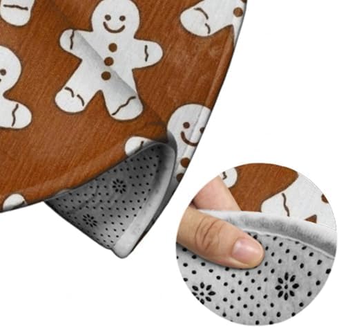 Large Home Decor Mat, Soft Round Yoga Carpet, Non Slip Machine Washable Home Office Circle Rug Christmas Gingerbread