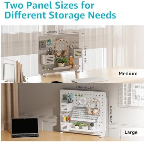 PEGZONE Clamp on Desk Pegboard, 16.5" x 12.6", with 10 Accessories, White