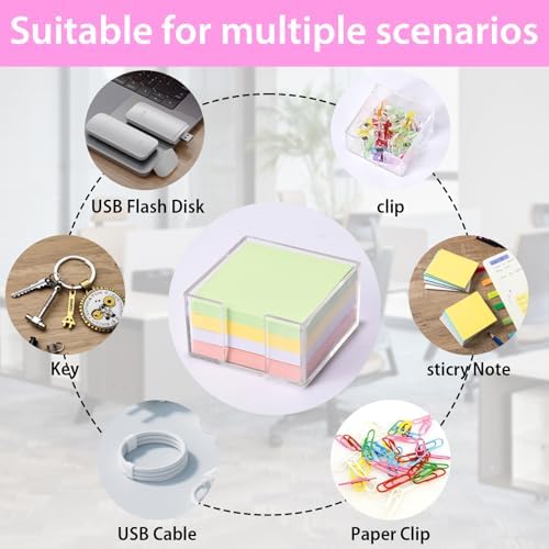 3x3 Inch Acrylic Sticky Note Holder, Crystal Clear Sticky Note Dispenser for Dorm Room Home and Office Acrylic Desk Organizer