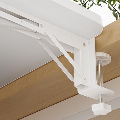 Keyboard Tray Desk Extender, Keyboard Holder with Adjustable C Clamp, 90 Degree Folding Mouse Computer Keyboard Platform Tray ﻿ White