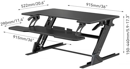 Standing Desk Converter 36 x 24 Inches, Height Adjustable