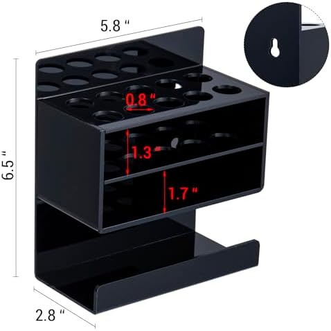 MyGift Wall Mounted Dry Erase Whiteboard Marker Holder Stand with 10 Marker Slots and Eraser Holder, Black Set of 2