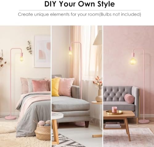 BoostArea Floor Lamp, Modern Cute Pink Floor Lamp, 63Inch Metal Standing Lamp, E26 Socket, On/Off Footswitch, ETL Listed, Tall Thin Skinny Cool Floor Lamp for Living Room, Bedroom Decor, Minimalist