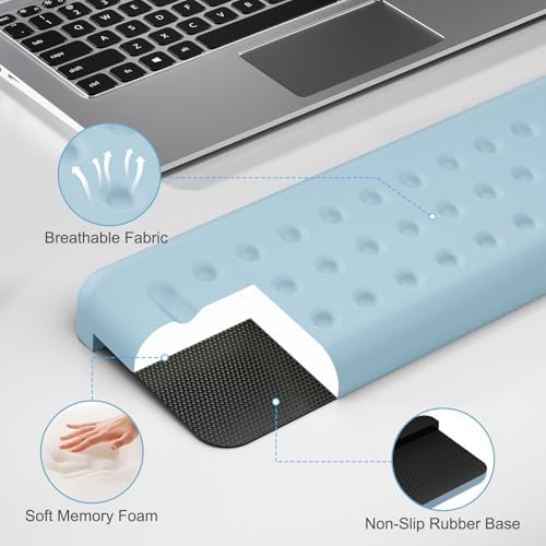 Leolee L-Shaped Desk Elbow Pads for Desk, Blue Memory Foam Arm Rest