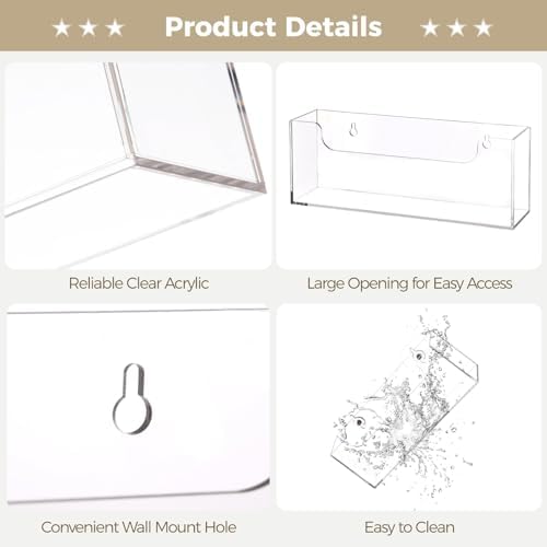 Homaisson Clear Acrylic Mail Holder Box for Desk or Wall Mount, Mail Organizer Countertop, Modern Wall Mounted or Tabletop Mailbox, Letter Storage Organizer Box (Clear-2PCS)