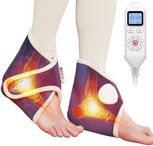 CAMECO 2 Pack Ankle Heating Pads for Achilles Tendinitis Pain Relief, 86℉-158℉ Electric Ankle Heat Wrap Pads for Women Men, Home Office Heated Ankle Braces for Arthritis, Auto Shut Off