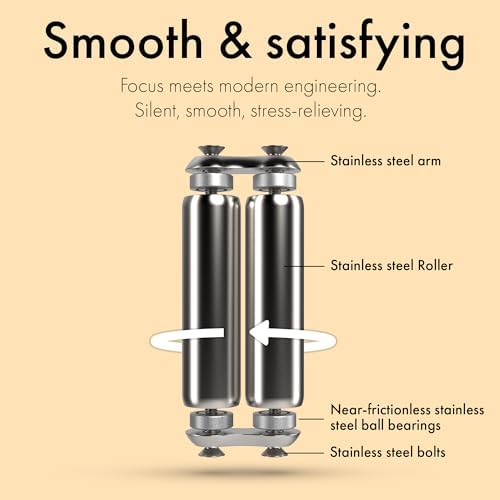 ONO Roller - Handheld Fidget Toy for Adults | Help Relieve Stress, Anxiety, Tension | Promotes Focus, Clarity | Compact, Portable Design (Natural, Junior Size - Stainless Steel)